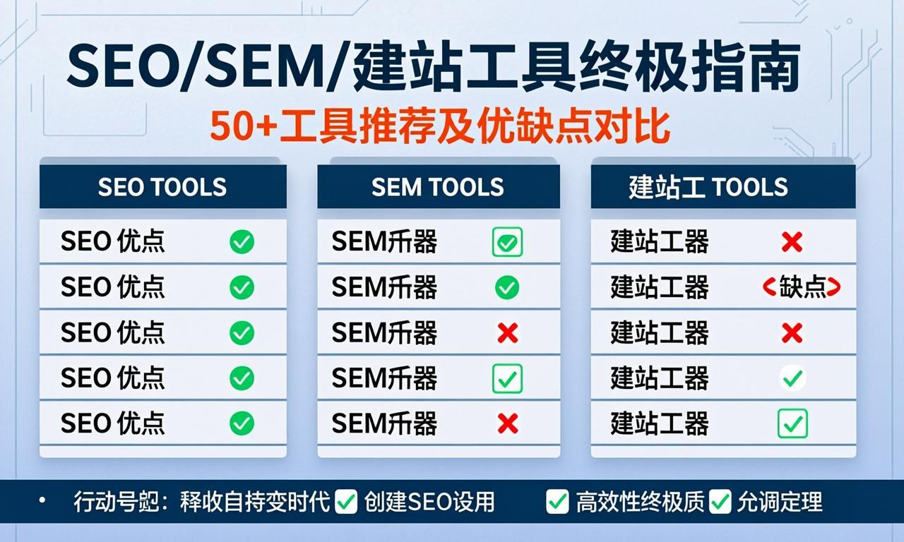 SEO/SEM/建站工具终极指南：50+工具推荐及优缺点对比|ikunsem